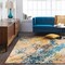 Tiwari Home 2' x 3' Blue and Tan Brown Contemporary Wool Area Throw Rug